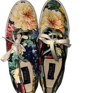 Polo by Ralph Lauren men’s Floral Sneakers - Black and Multicolor